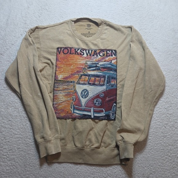Volkswagen Officially Licensed Sweatshirt Taupe Medium Crewneck Woven